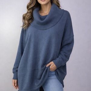 89th & Madison Dusty Blue Cowl Neck Sweater. PTP 31